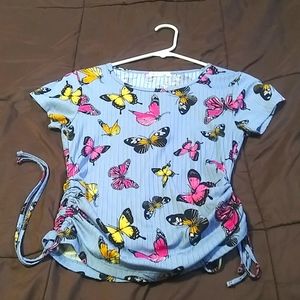 Butterfly designed Blue shirt-